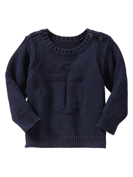 View large product image 1 of 1. Ribbed anchor sweater