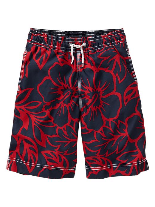 View large product image 1 of 1. Hibiscus swim trunks