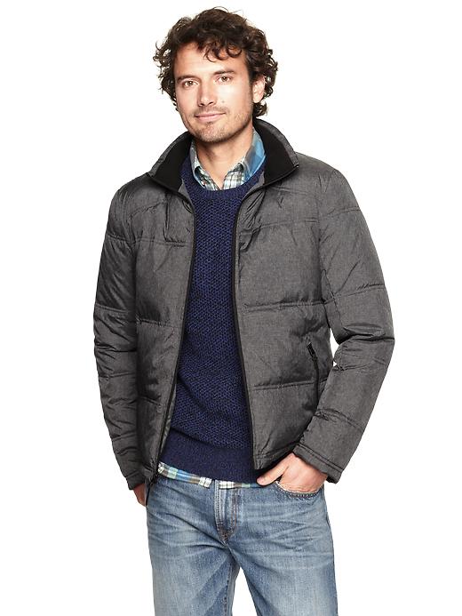 View large product image 1 of 1. Chambray puffer jacket