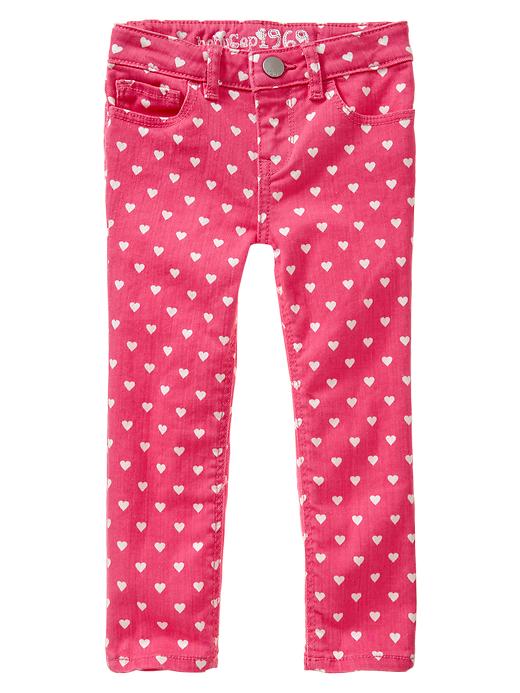 View large product image 1 of 1. Heart printed skinny jeans