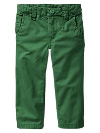 Flat-front colored khakis
