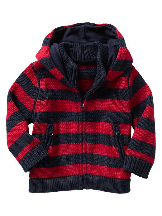 View large product image 1 of 1. Striped zip sweater