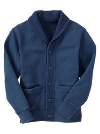 Shawl-collar terry cardigan
