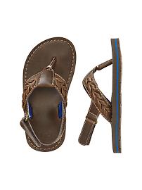 Woven ankle-strap flip flops