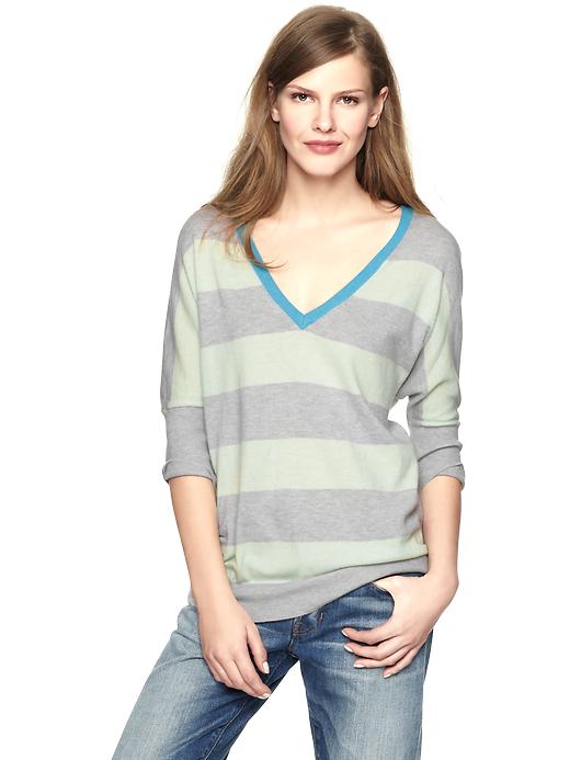 View large product image 1 of 1. Striped dolman-sleeve sweater