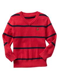 Striped V-neck sweater