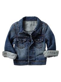 Railroad-stripe denim jacket