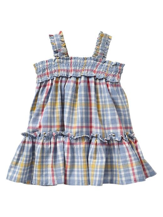 View large product image 1 of 1. Smocked plaid dress