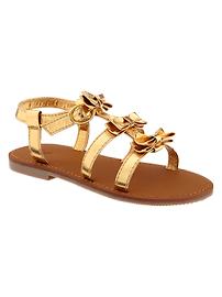 Metallic bow sandals