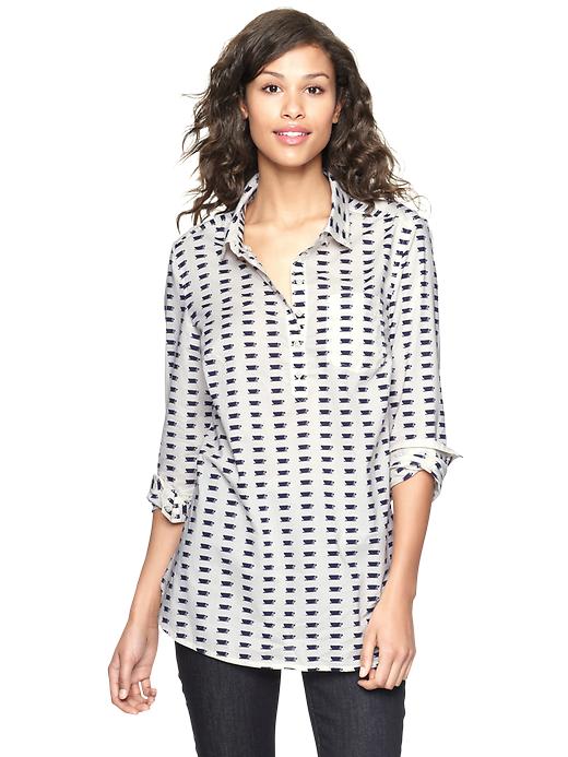 View large product image 1 of 1. Teacup print popover shirt