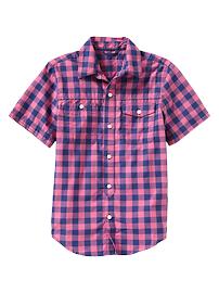 Short-sleeve gingham shirt