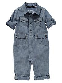Convertible chambray one-piece