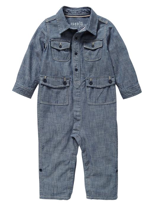 Image number 3 showing, Convertible chambray one-piece