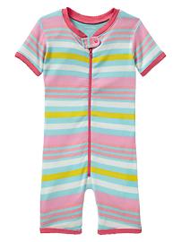 Striped picot sleep zip romper