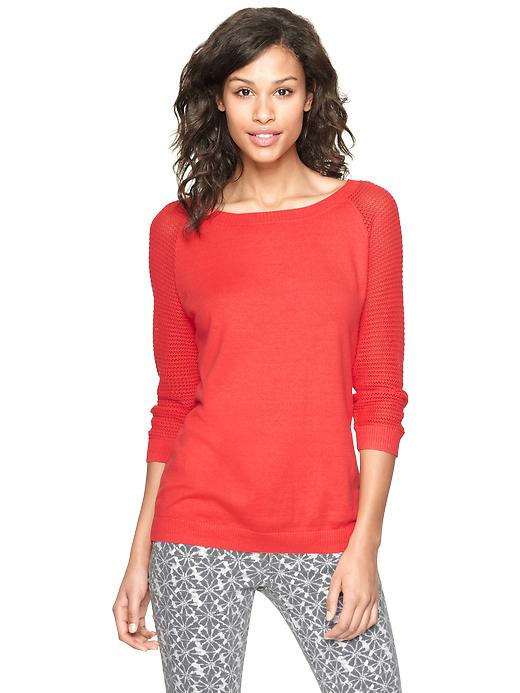 View large product image 1 of 1. Mesh-sleeve sweater