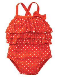 Ruffle dot one-piece