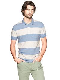 Wide stripe slub polo