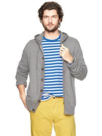 Hooded button front sweater