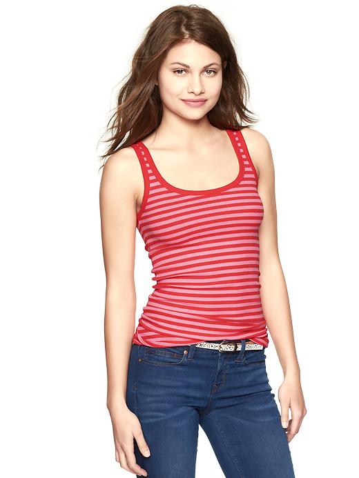 View large product image 1 of 1. Essential striped rib tank