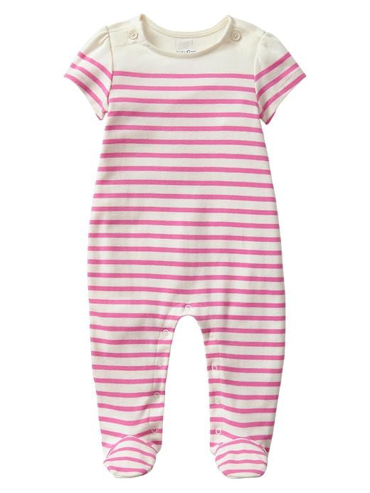 View large product image 1 of 1. Striped footed button one-piece