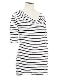 Striped slub cowlneck T