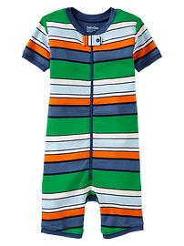 Multi-stripe zip sleep romper