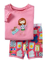 Embroidered girl short sleep set