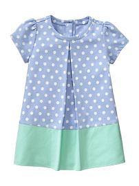 Pleated dot shift dress