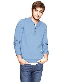 Cotton slub henley sweater
