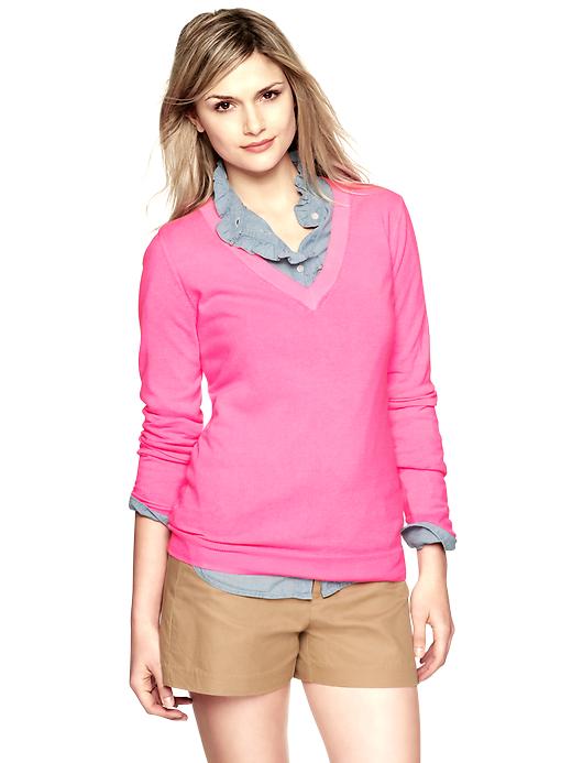 View large product image 1 of 1. Cotton V-neck pullover sweater