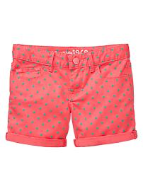 Colored dot midi denim shorts