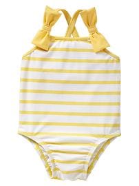 Striped bow one-piece