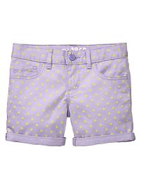 Colored dot midi denim shorts