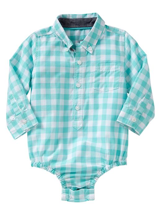 View large product image 1 of 1. Gingham pocket bodysuit