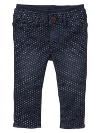 Knit-waist skinny dot jeans