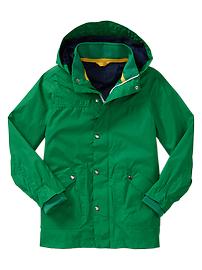 Green rain jacket
