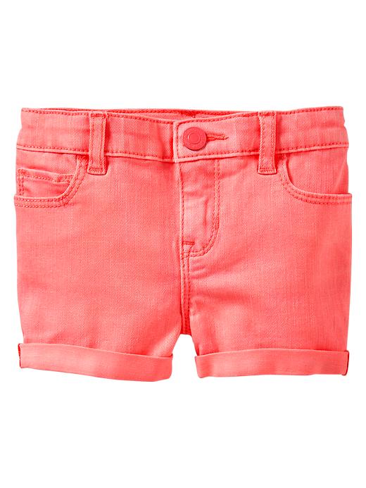 Image number 1 showing, Neon denim shortie shorts