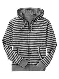 Striped fleece zip hoodie