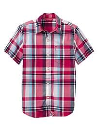 Short-sleeve bright plaid shirt
