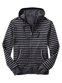 Striped fleece zip hoodie