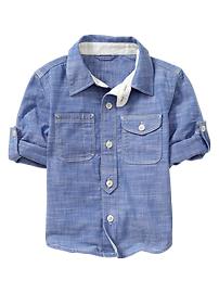 Convertible chambray shirt
