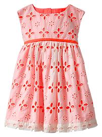 Contrast eyelet dress