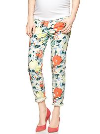 1969 demi panel floral legging skimmer jeans