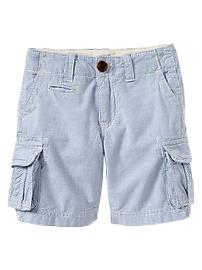 Blue checkered cargo shorts