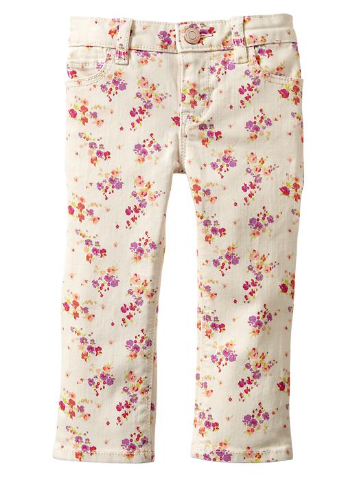 View large product image 1 of 1. Floral printed skinny jeans
