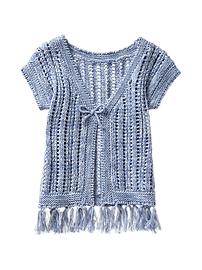 Open-knit dolman-sleeve cardigan
