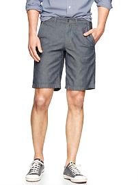 Chambray flat front shorts