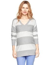 Mesh stitch striped sweater