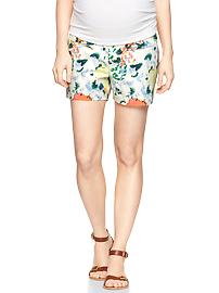 Demi panel floral canvas shorts