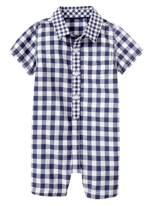 View large product image 1 of 1. Gingham pocket one-piece